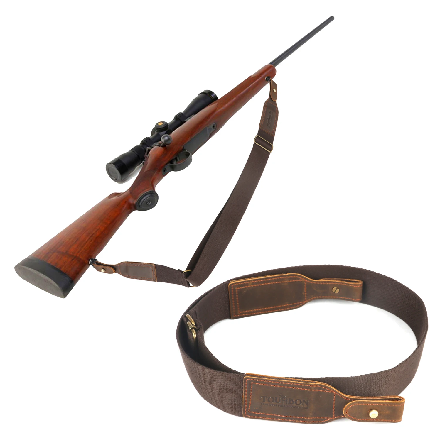 Cotton Leather Adjustable Rifle Sling Gun Shoulder Carry Pad Arm Straps 
