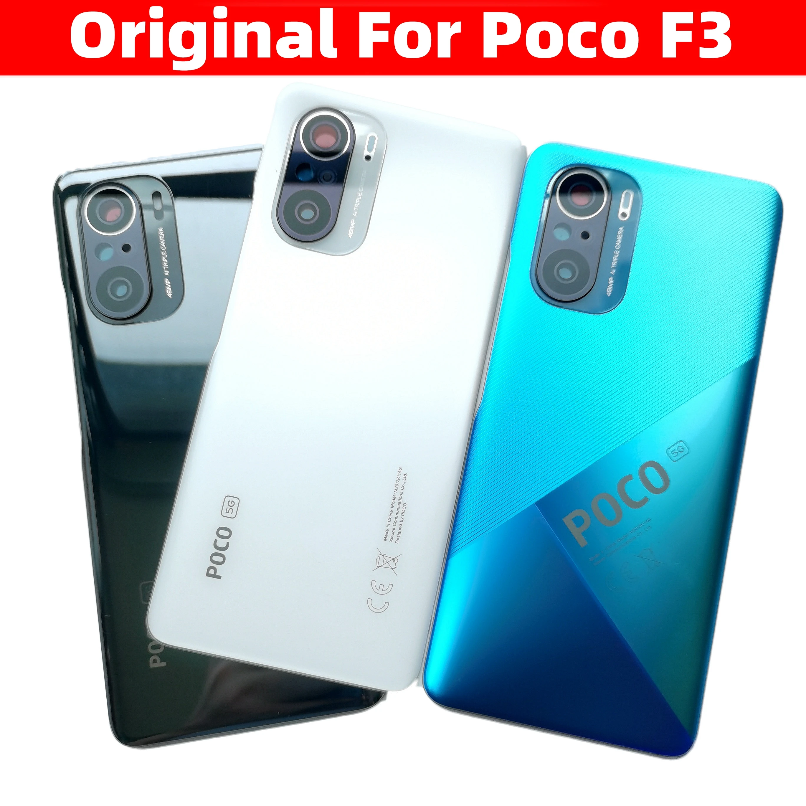 Оригинальная задняя крышка корпуса для Xiaomi Poco F3 с CE батарейного отсека + стекло
