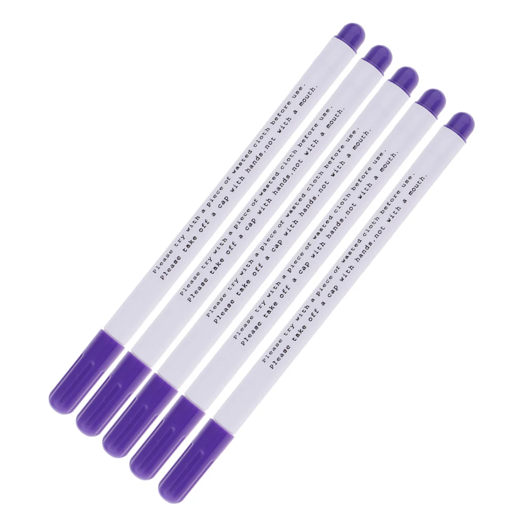 5 Pieces Water Erasable Pen Water Soluble Pen Vanishing Marker Pen for Tailor Fabric Marking