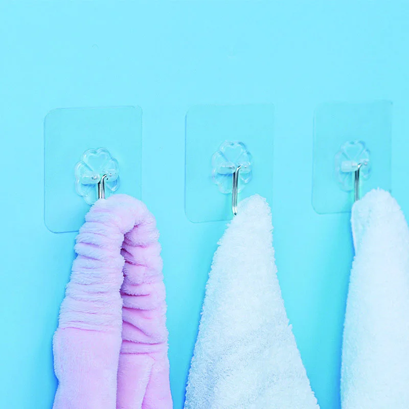 6 шт. прозрачный крепкий самоклеящийся дверной Настенный полотенце Швабра Сумочка крючок для подвешивания Кухня Аксессуары для ванной комнаты