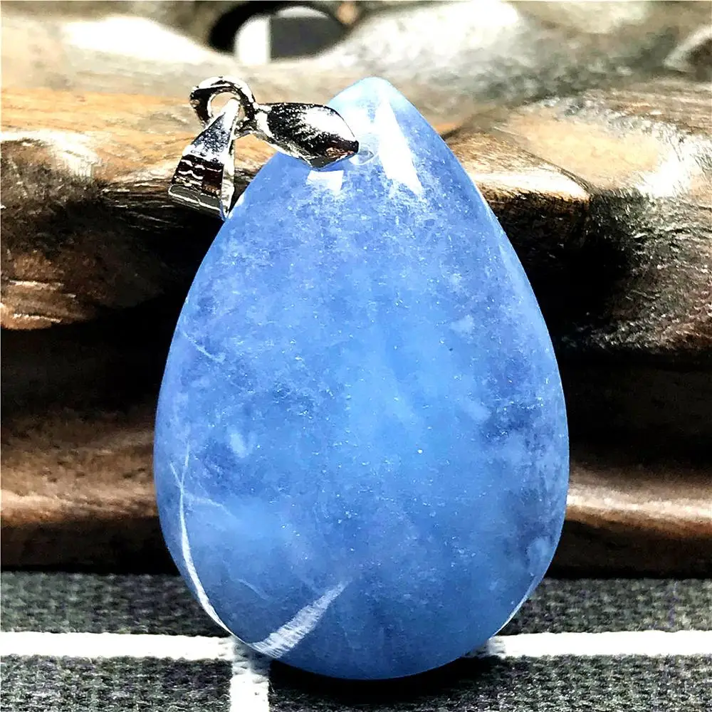 Подвеска из натурального голубого аквамарина для мужчин и женщин бусины в форме