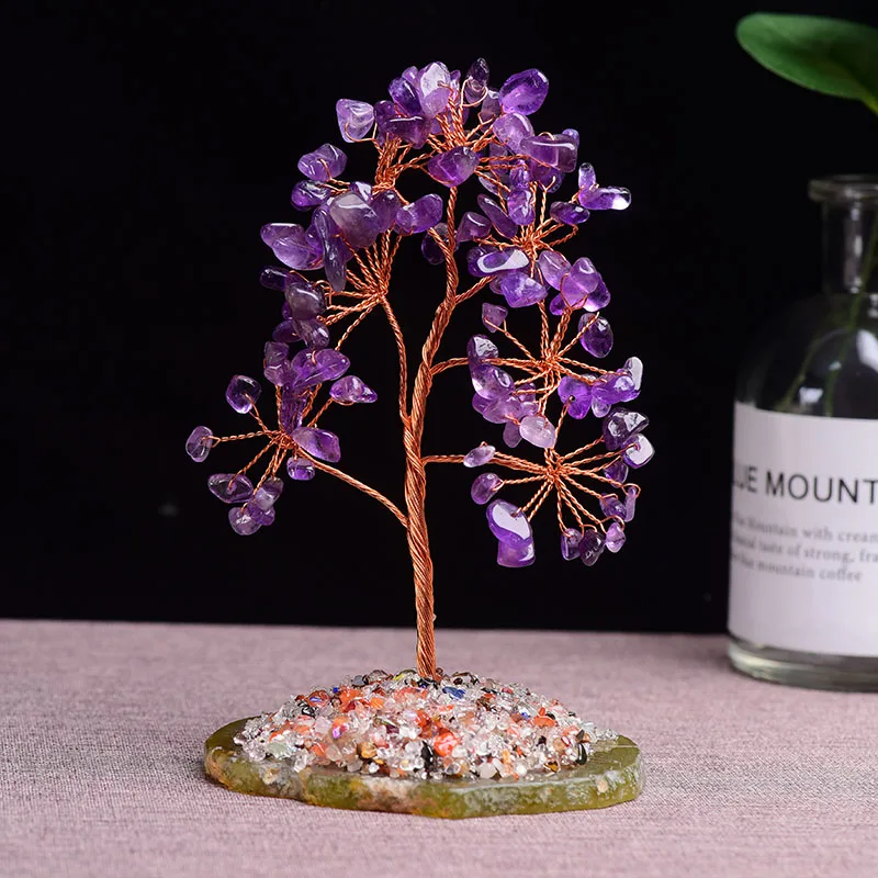 

1pc Natural Amethyst Rose Quartz Tree of Life Rock Mineral Specimen Reiki Healing Home Decoration DIY gifts Souvenir