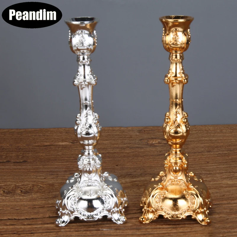 

PEANDIM European Metal Candlestick Home Romantic Candlelight Stick Candle Holder Centerpieces For Wedding Party Table Decoration