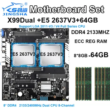 

X99 dual CPU motherboard set with 2pcs XEON E5 2637V3 CPU and 8*8gb ddr4 ecc reg 2133mhz RAM,PCI-E 16X, SATA3.0 EATX