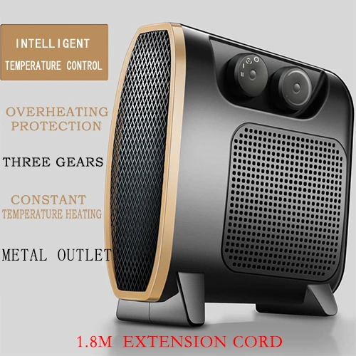 1.8mBlack Doubleknob Новинка 220 В 1500 Вт портативный офисный Обогреватель мини электрический обогреватель домашний Обогреватель Вентилятор удобный обогреватель Воздуха бесшумный домашний офисный удобный обогреватель - Цвет: 1.8mBlack Doubleknob