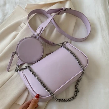 

Three in One Bag Female Bag New Wave Wild Texture Messenger Bag Female Shoulder Bag Foreign Chain Bag