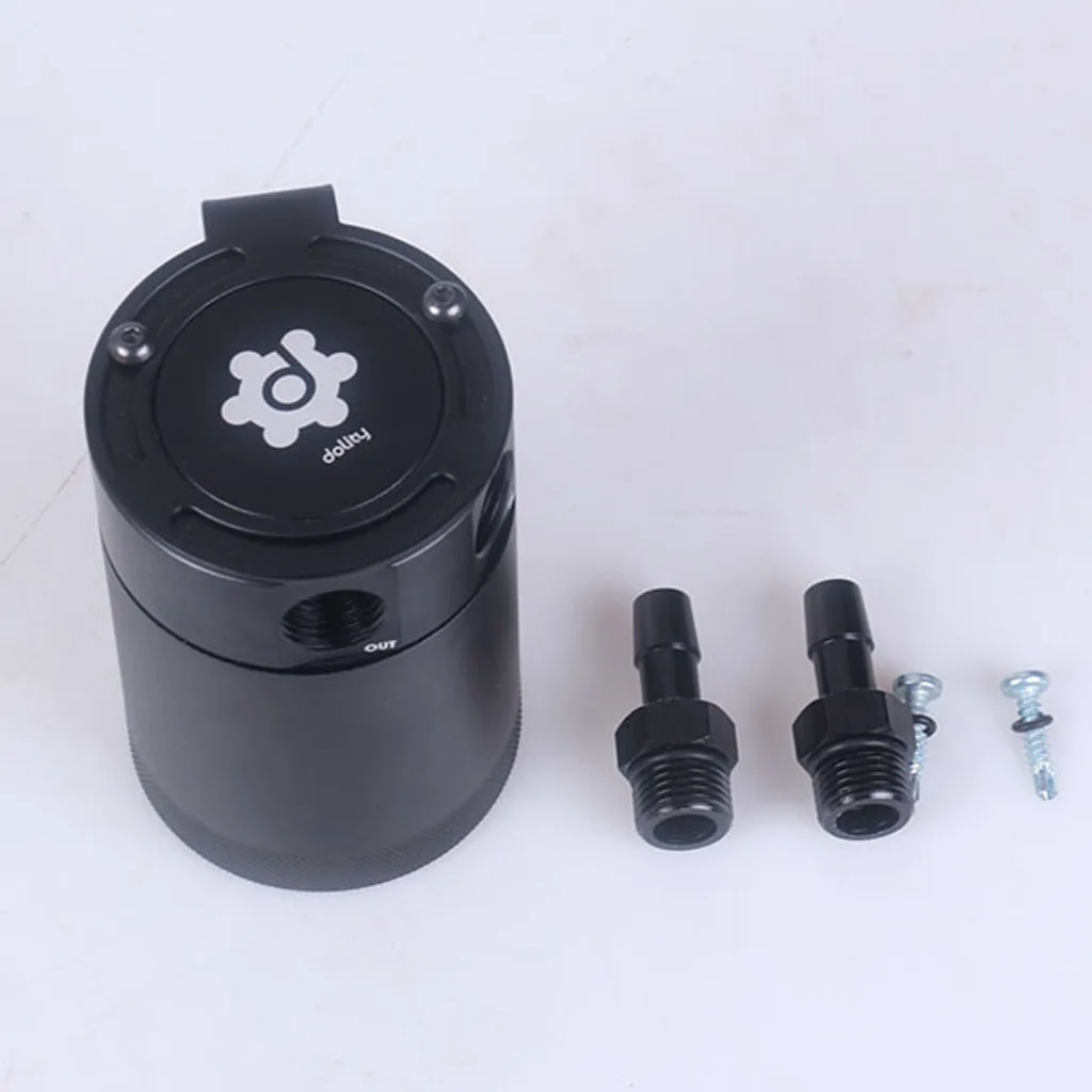 Universal Aluminum Compact Baffled 2-Port Oil Catch Can Tank 3/8''NPT Inlet Outlet 400ml
