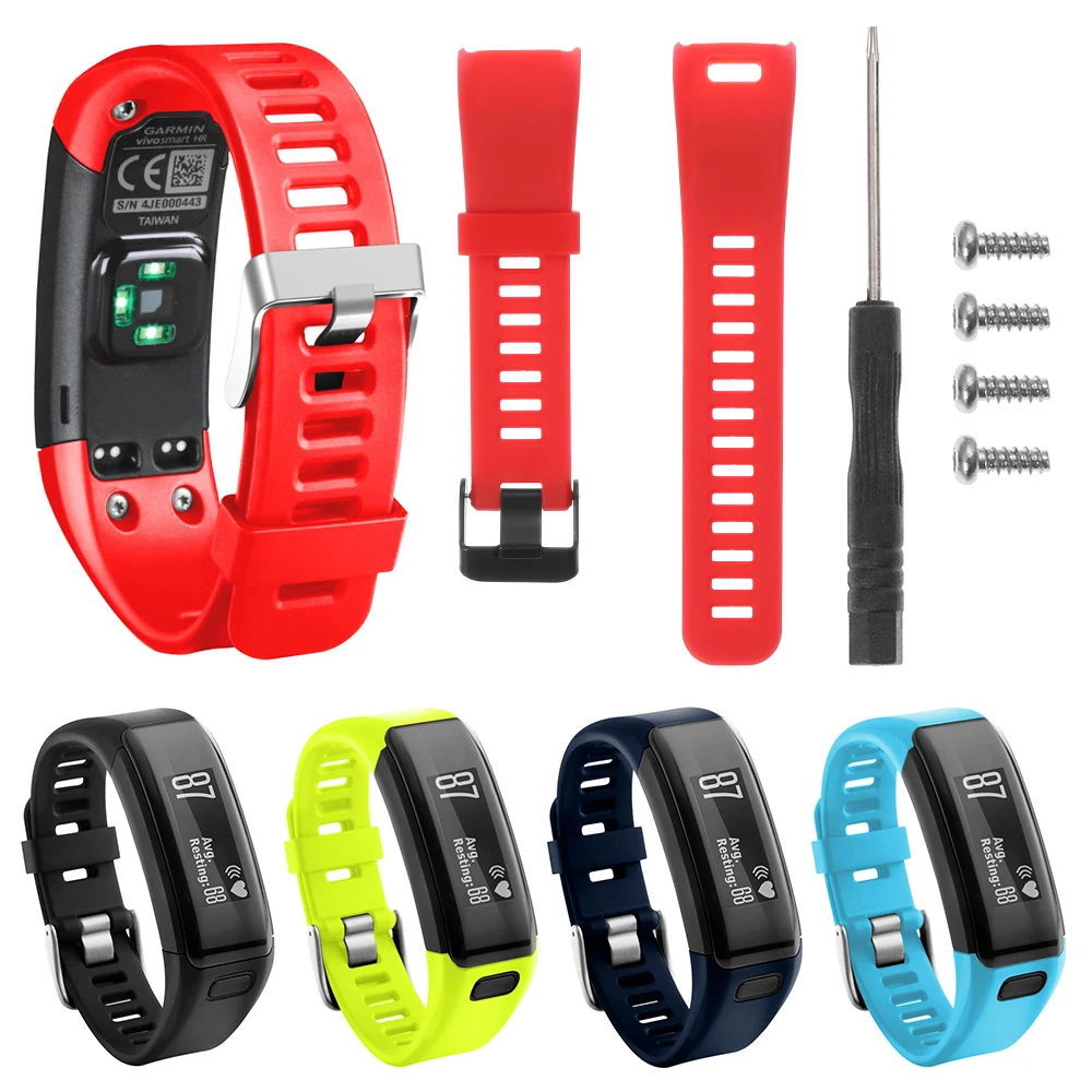 1PC Multicolor Classic Silicone Watch Band Sports Strap with tools For Garmin Vivosmart HR Smart Watch Accessories