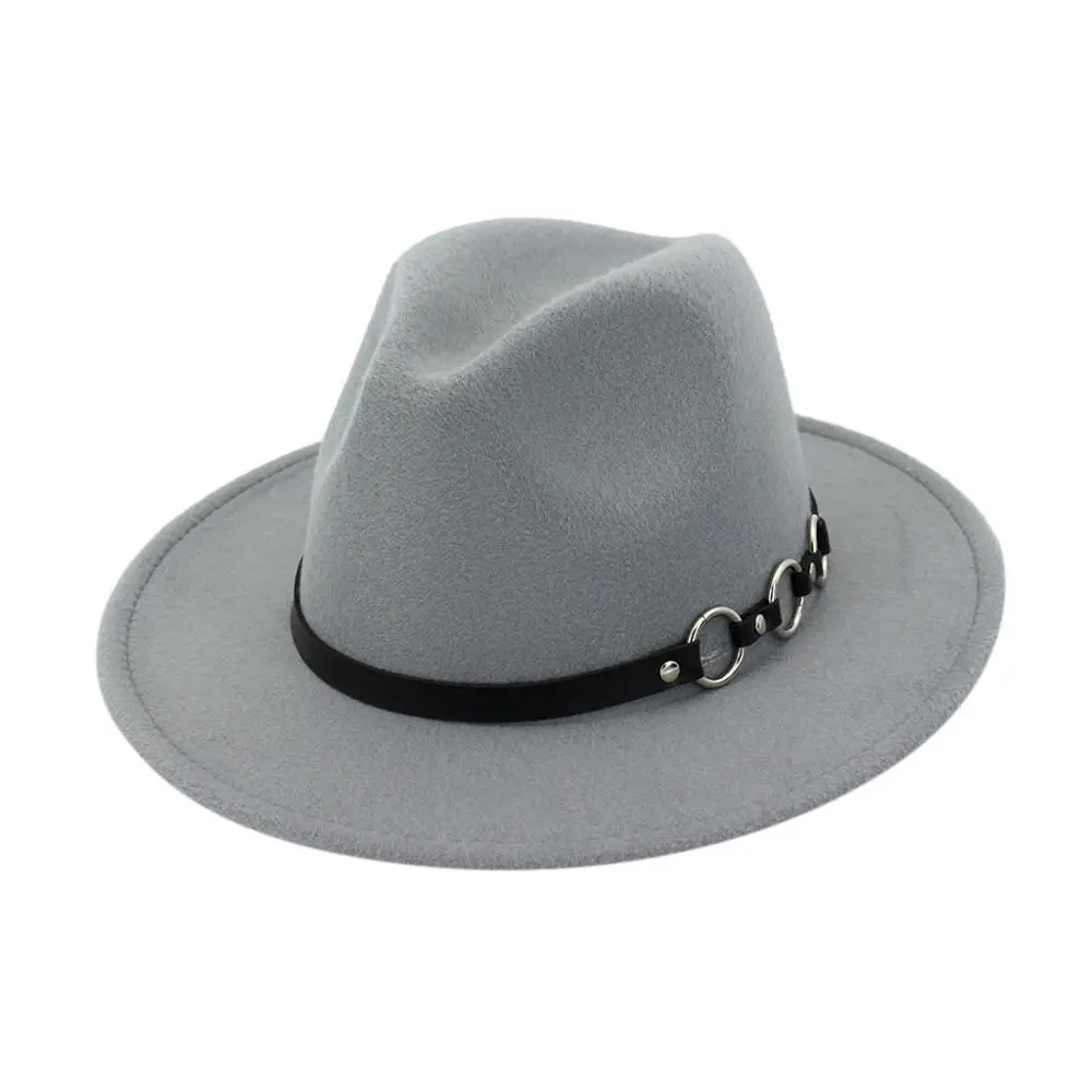 Головные уборы для мужчин и женщин, винтажная широкая шляпа с пряжкой на ремне, регулируемые однотонные головные уборы, мягкая фетровая шляпа с широкими полями mutze#2S27
