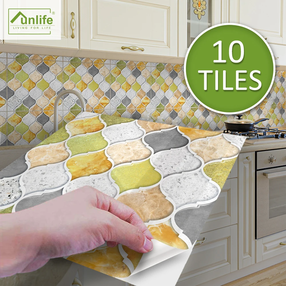 Funlife®Блестящий™15/20 см серая и желтая лоза мраморная плитка наклейка