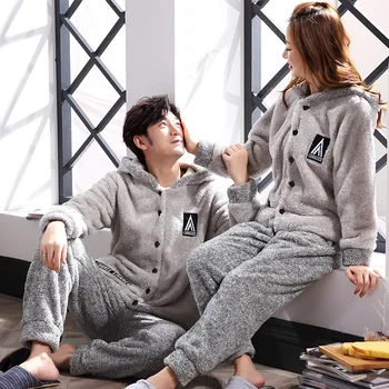 

Ladies flannel men winter/fleece/thick pajama suit Autumn/winter couples pajamas