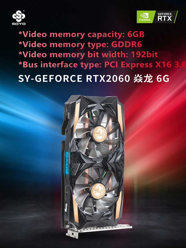 gpu pc Full New RTX 2060 6GB GDDR6 12nm Games Graphics Cards 192bit Ready RGB 8Pin HDMI-compatible+DP+DVI Video Card For computer display card for pc