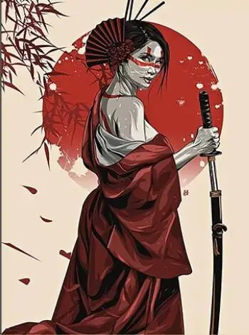 More Style Japan Geisha Girl Sword Modern Art Film Print Silk Poster Home Wall Decor 24x36inch Painting Calligraphy Aliexpress