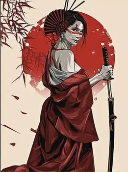 

More style Japan Geisha Girl Sword Modern Art Film Print Silk Poster Home Wall Decor 24x36inch