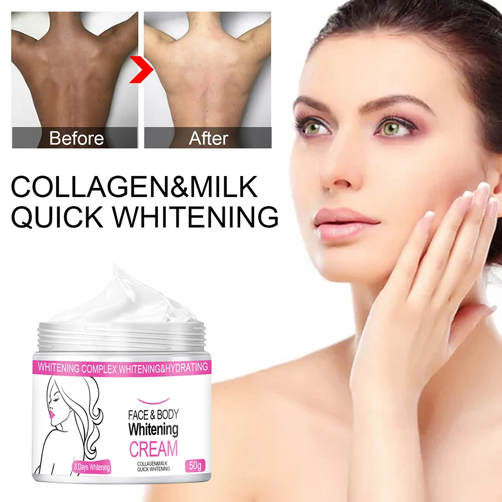 

50g Body Whitening Face Cream Collagen Milk Bleaching Private Part Legs Knees Underarm Care Brighten Skin Tone Beauty Health