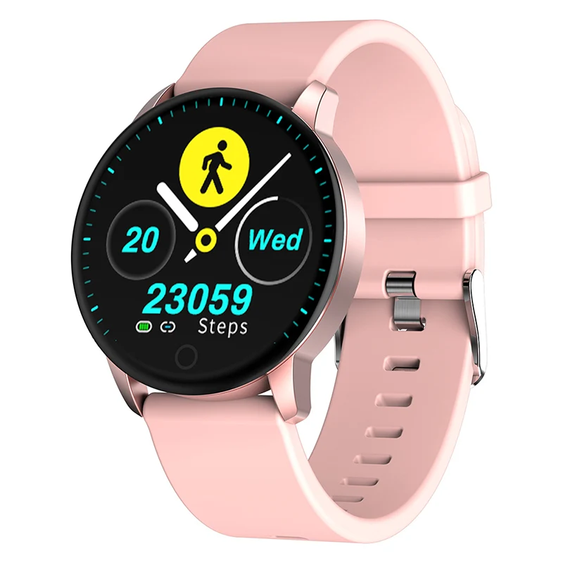 DIGOOR Q20 фитнес-браслет Смарт-часы водонепроницаемые с измерением давления шагомер часы с функцией измерения пульса для мужчин и женщин - Цвет: Pink Silicone 2