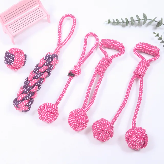 Dog Toy Interactive Chewing Rope Ball Toys Set Natural Cotton Washable Durable Tug of War for Small Medium Dogs Pet Supplies 4
