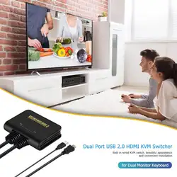 Горячая Распродажа двухпортовый USB 2,0 HDMI KVM коммутатор 2 порта USB 2,0 HDMI 1080P коммутатор KVM переключатель подключение мышь клавиатура Монитор