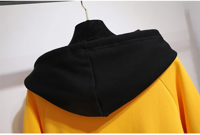 autumn winter plus size tops for women large hoodie long sleeve loose sport cotton velvet thick coat yellow 4XL 5XL 6XL 7XL