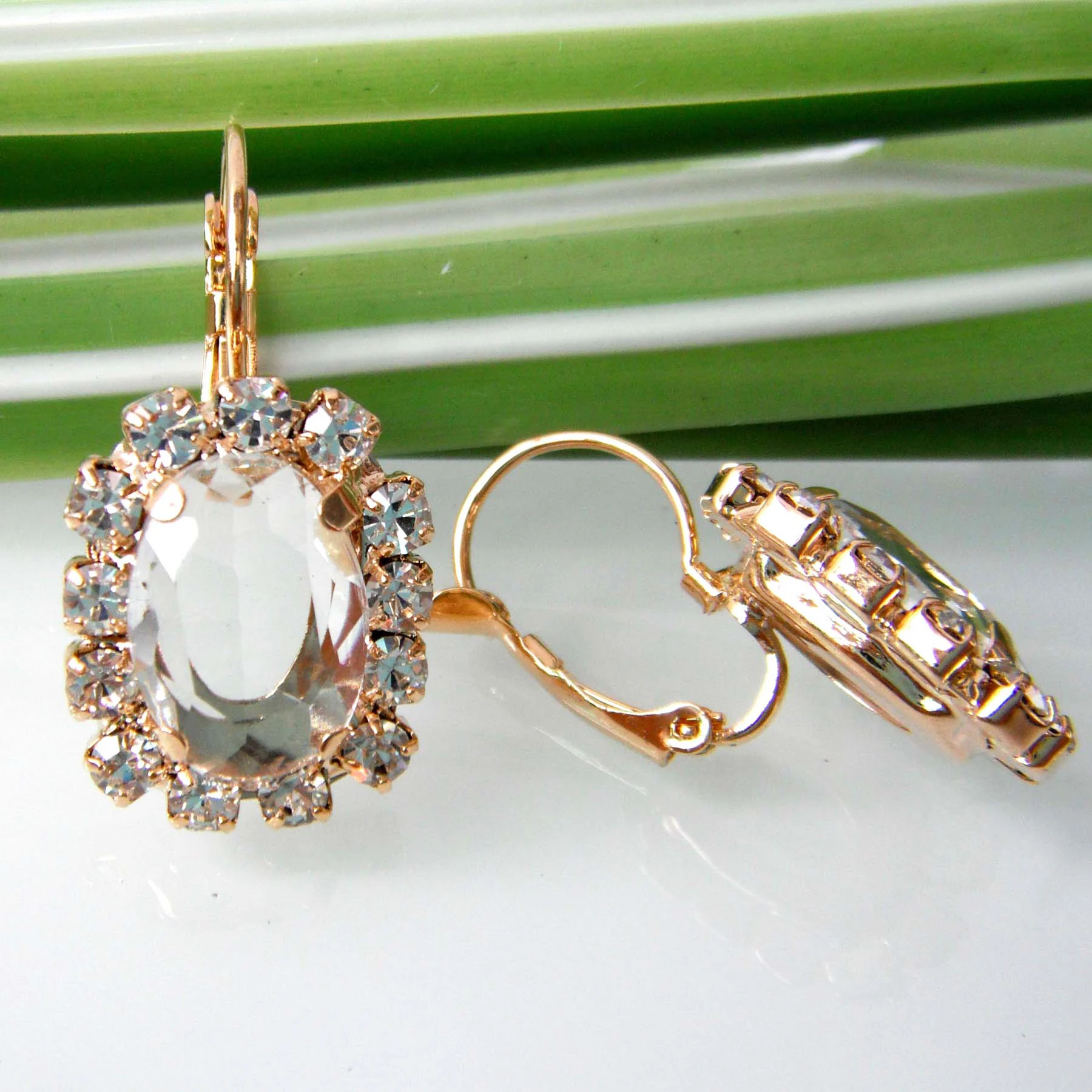 Серьги Navachi SMT1704 овальные прозрачные стразы|earrings moissanite|earrings cakeearring distributors |