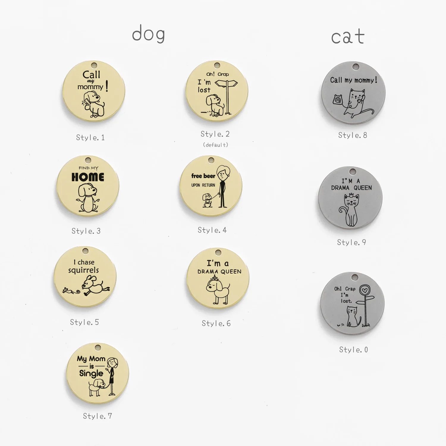 003 Cat Dogs ID Tags Personalized and Custom for Pet Collar Name Funny Painting Engraved on Both Sides 3