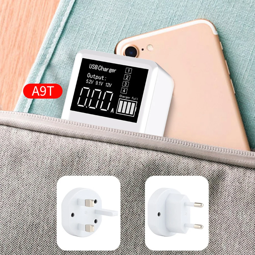 Адаптер штекер ABS 3 usb порта планшет стены путешествия Led Быстрая зарядка Smart type C цифровой дисплей портативное зарядное устройство для мобильного телефона