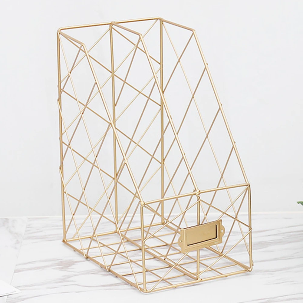

Office Management Books Organizer Practical Hollowed Out Storage Rack Home Iron Grid Stand Shelf Holder File Magazine Desktop