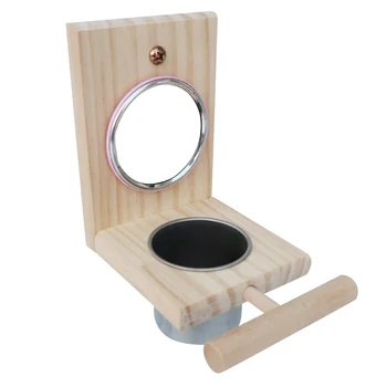 

Toys Table Cage Container Parrot Wood Sports Food Bowl Washable Stand Decoration Mirror Cup Removable Accessories Bird Feeder