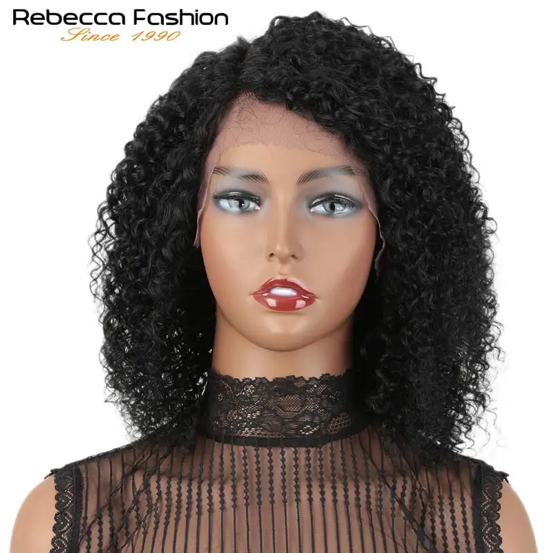 Rebecca Lace Frotal парики афро кудрявые волосы парик для женщин короткий Боб