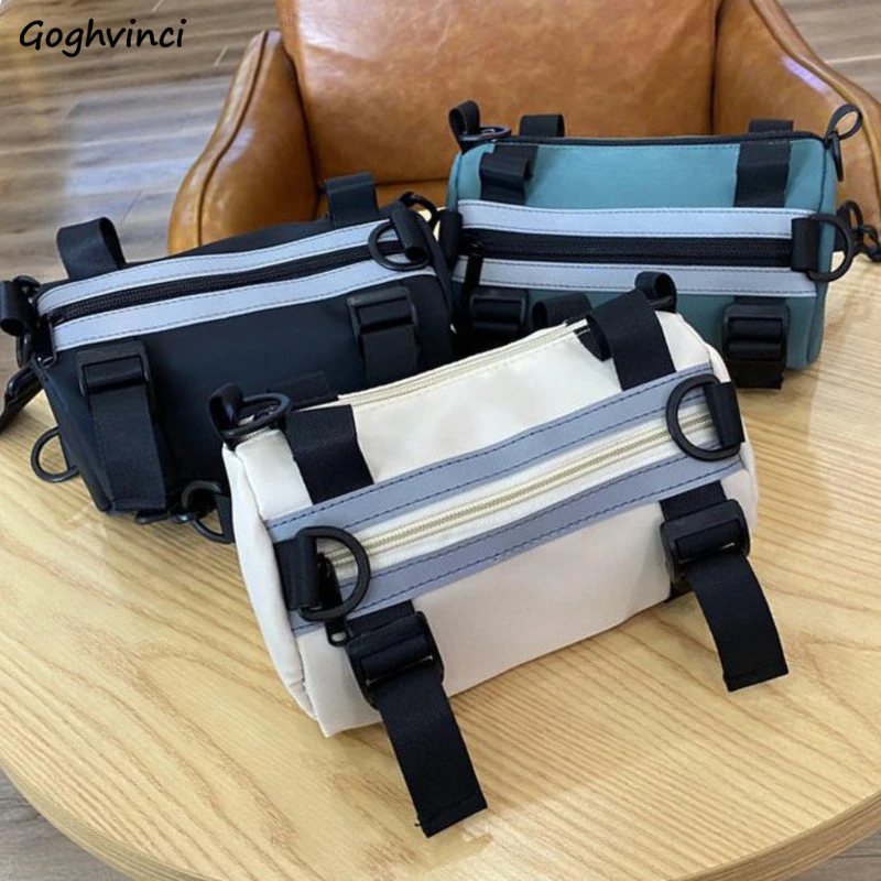 

Waist Packs Couples Patchwork Barrel-shaped Detachable Strap Nylon Teens Fanny Bag Phone Ins All-match High Korean Style