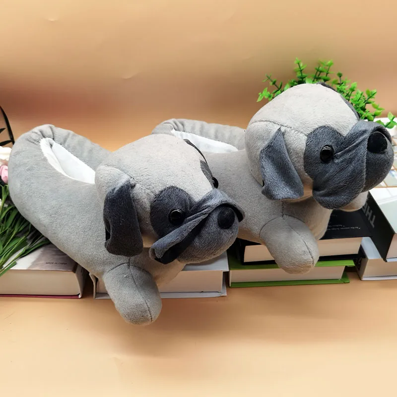 Bulldog Anime Indoor Slippers Warm Winter Home Fluffy New Fashion Men Women Bread Demon Soft Plush Shoes Unisex Cute Funny