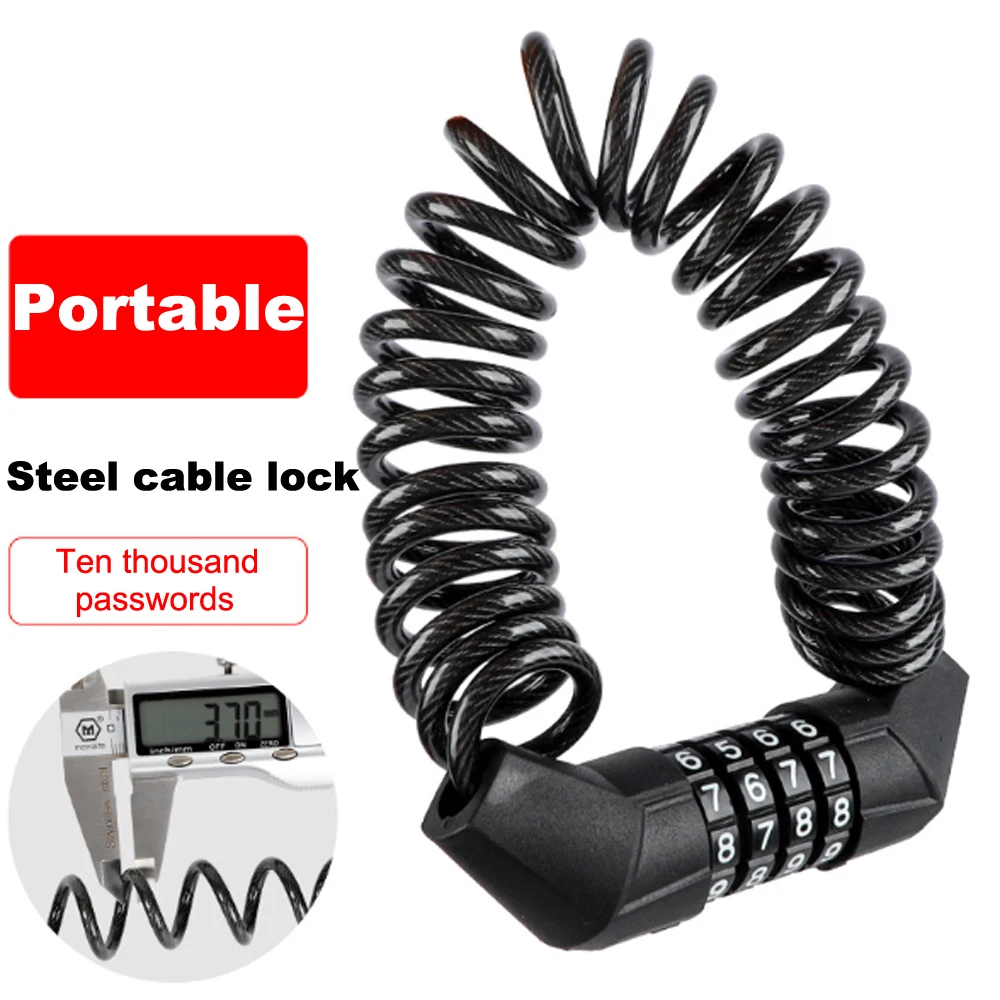 

WEST BIKING Bike Anti-theft Helmet Lock 4 Digit Password Bicycle Lock for Cycling Scooter Motorcycles Portable Bike Cable Lock