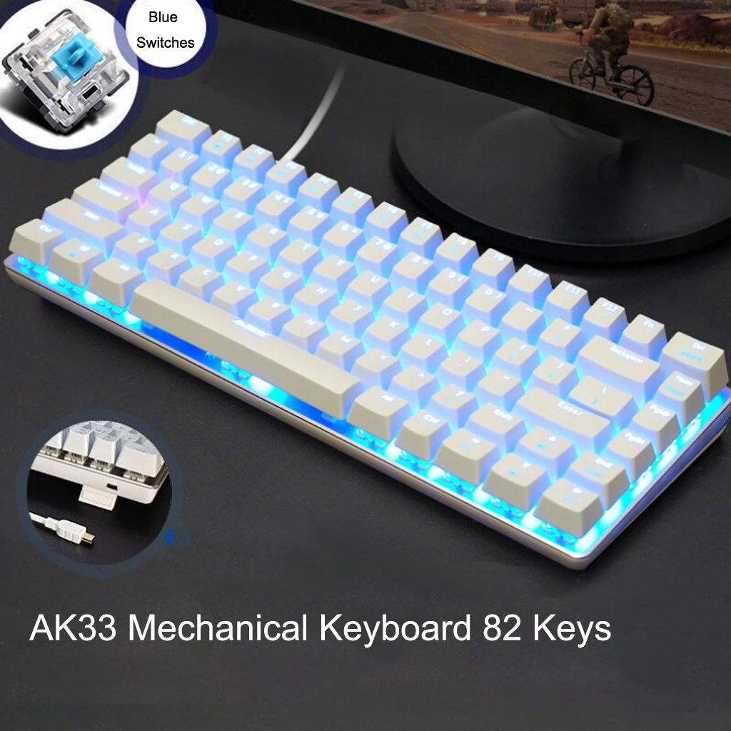 Gaming Keyboard Ak33 Mechanical Keyboard Blue Black Switch 82-keys Gaming Keyboard Ak33 Mechanical Keyboard Blue Black Switch 82-keys
