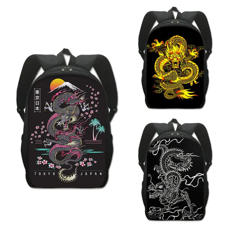 

16 inches China Dragon Backpack Women Harajuku Rucksack Teenagers School Bags for Children Hip Hop School Large Capacity Bookbag