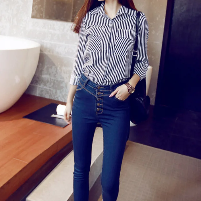 Горячая Womem джинсы сплошной цвет Slim Fit Эластичные повседневные джинсы-карандаши CXZ