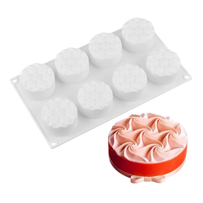 

Spiral Flower White Mu Si Silicone Cake Mould DIY Baking French Dessert Mould