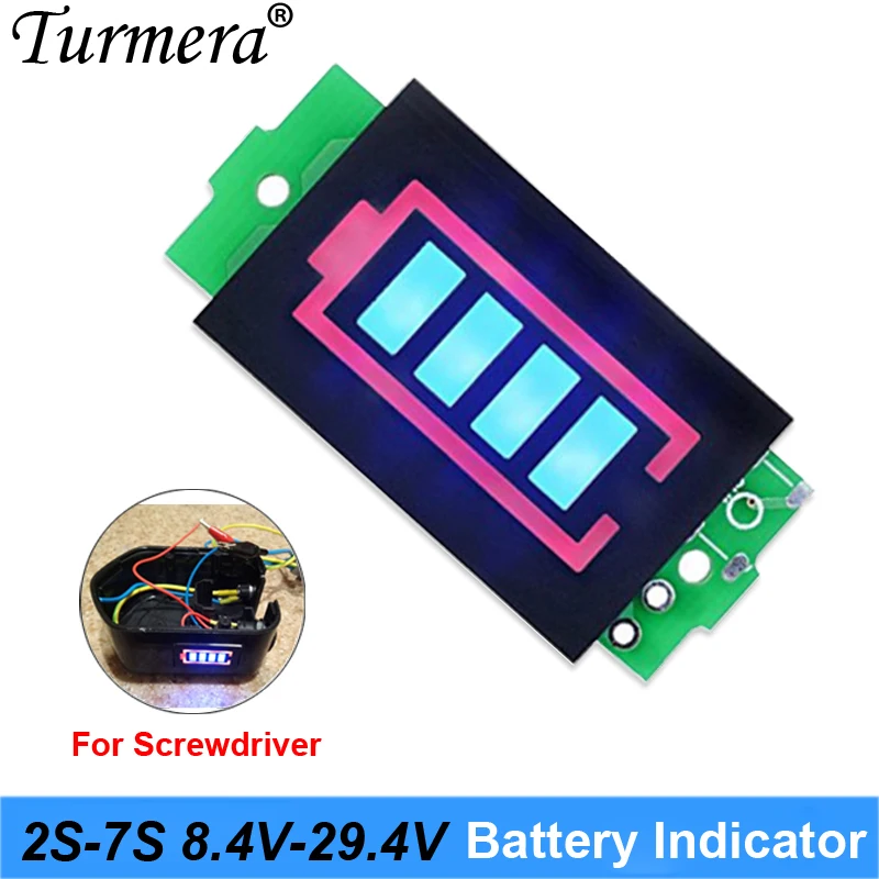 

Battery indicator 2S 8.4V 3S 12.6V 4S 16.8V 5S 21V 6S 25.2V 2 to 7 Series Lithium Battery Capacity Module for shura screwdriver