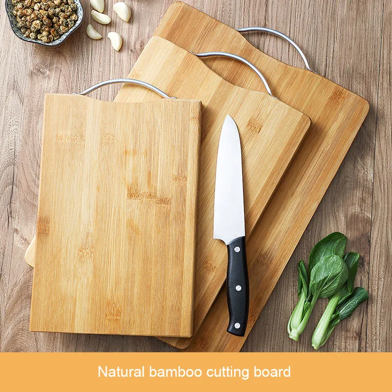 Natural Bamboo Cutting Board Thick Hangable Chopping Board Vegetable Fruits Meats Bread Wood Cutting Blocks Kitchen Accessories