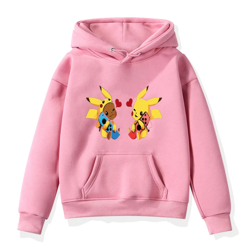 2019 Winter Hoodies New Pokemon Print Girls Boys Hooded Coat Outwear Kids Clothing Toddler Baby Sweatshirts Long Sleeve Tops