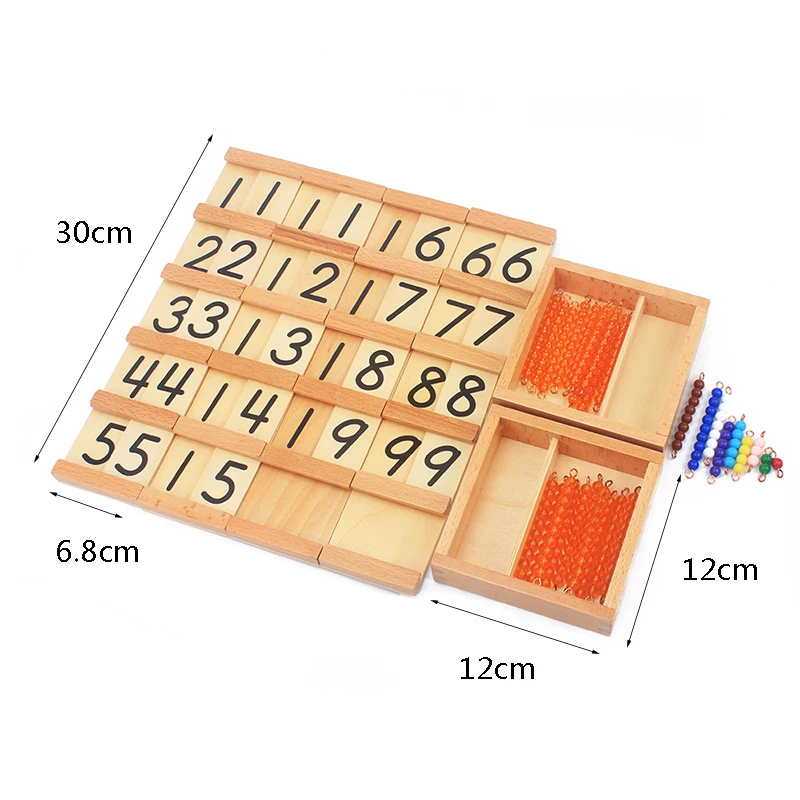 Montessori Materials Teens Symbol Linear & Skip Golden Beads & Colorful Beads Counting Wooden Toys for Children Early Preschool educational toys board games math toys learning puzzle toys teaching aids toys learning board toy