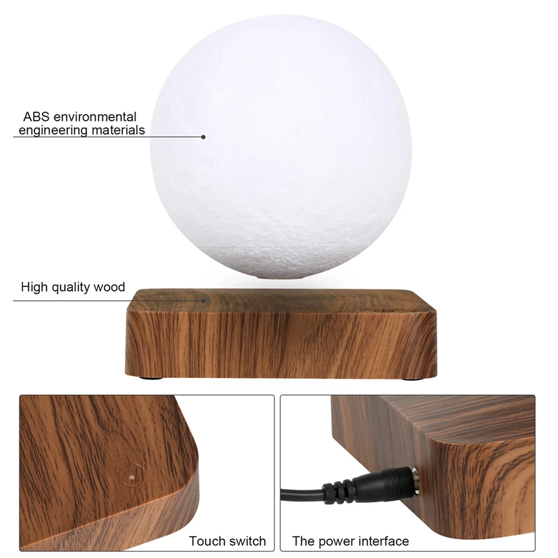 NEW design Creative 3D Magnetic Levitation Moon Lamp Night Light Rotating Led Moon Floating Lamp Home Decoration Holiday