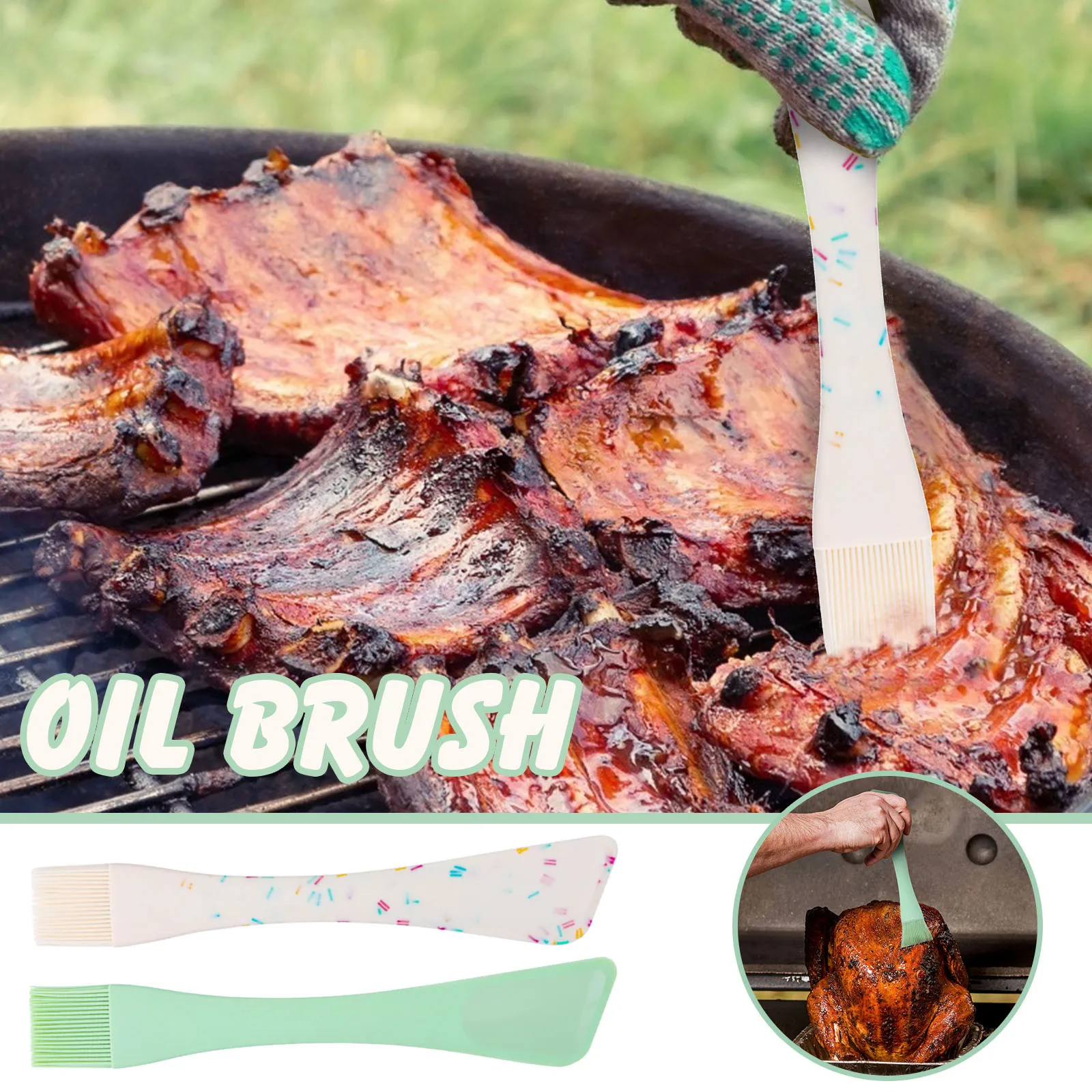 Baking BBQ Basting Brush Bakeware Double-headed Dual-purpose Silicone Spatula Barbecue Kitchen Tools | Дом и сад