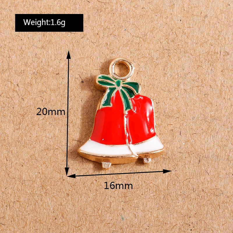 10 stücke Emaille Weihnachten Charms Glocken Santa Claus Schneemann Anhänger für Schmuck Herstellung Halskette Ohrringe DIY Armband Zubehör – Detail 16