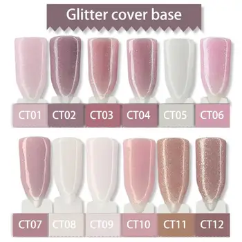 

Nail Art Base Coat 2 in 1 Glitter Camouflage Base Gel 8ml Healthy Quick Drying Long-lasting Nail Polish Primer Gel TSLM1