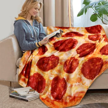 

Comfort Food Pizza Wrap Blanket Perfectly Round Hamburger Throw Christmas Gift Шторы Плед Постельное Белье Dropshipping #18