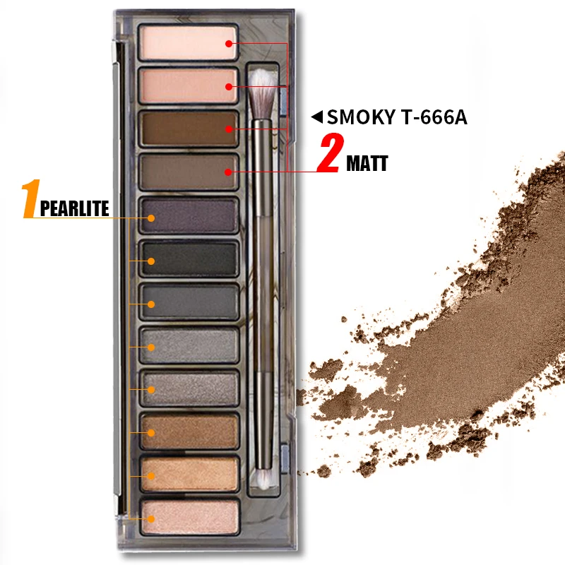 MYG naked smoky палитра теней для век макияж тени для век 12 цветов матовые блестящие тепловые с кистью для теней