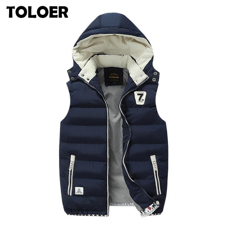 

Thick Vest Men Winter Sleeveless Jacket Mens Hot Sale Casual Solid Hooded Waistcoat Cotton Fashion Soft Vests Male Brand Parkas