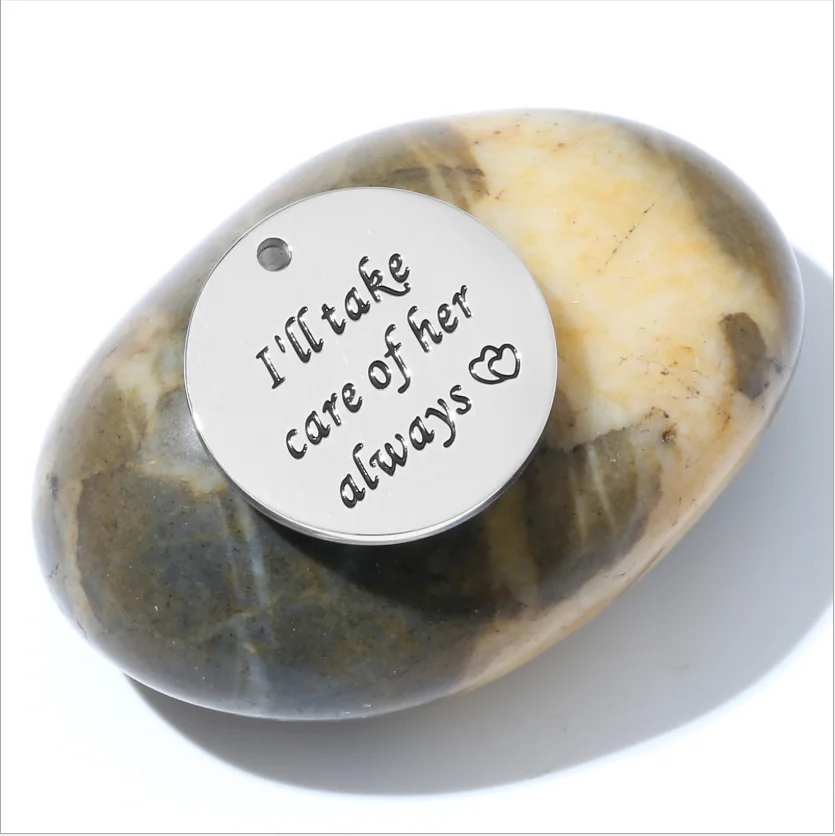 New Fashion White Rings For Keys Simple Lettering I Tack Care Of Her Sempre Gingillo Rotondo In Acciaio Inossidabile