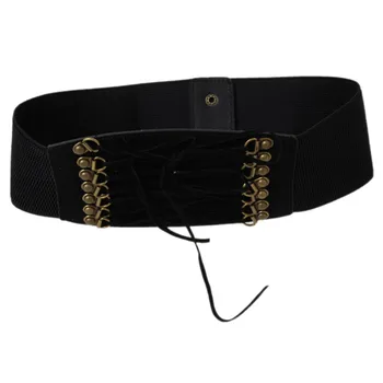 

2020 Women Vintage Black Stretch Cross Bracket Strap Girdle Up High Waist Corset Bandage Women Cincher Wide Belts Slimming Body