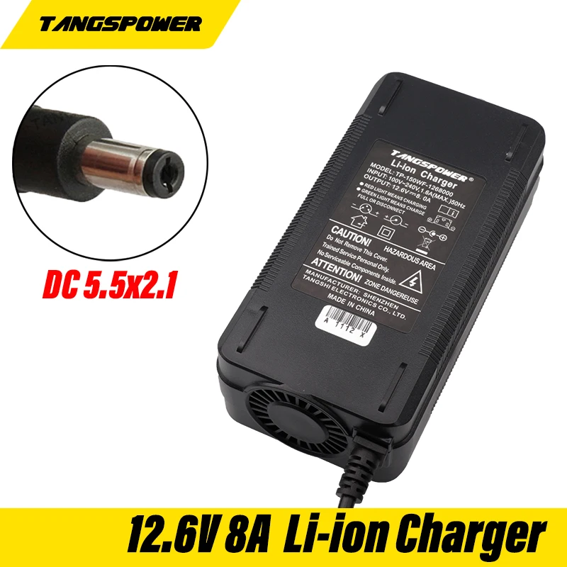 

12.6V 8A 18650 Lithium Battery Charger for 3S 10.8V 11.1V 12V Li-ion Battery Fast Charging Charger With DC 5.5*2.1 Connector